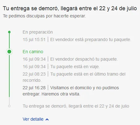 Rastreo de pedido Mercado Libre