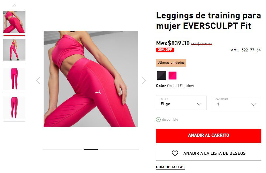Proceso de compra en Puma México